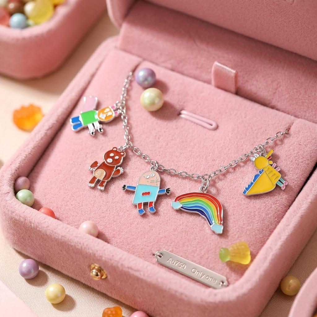 Little Artist Keepsake Necklace featuring a child’s drawing, presented in a jewellery box.
