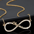 Close-up of the gold Infinity Love Necklace showcasing its infinity design.