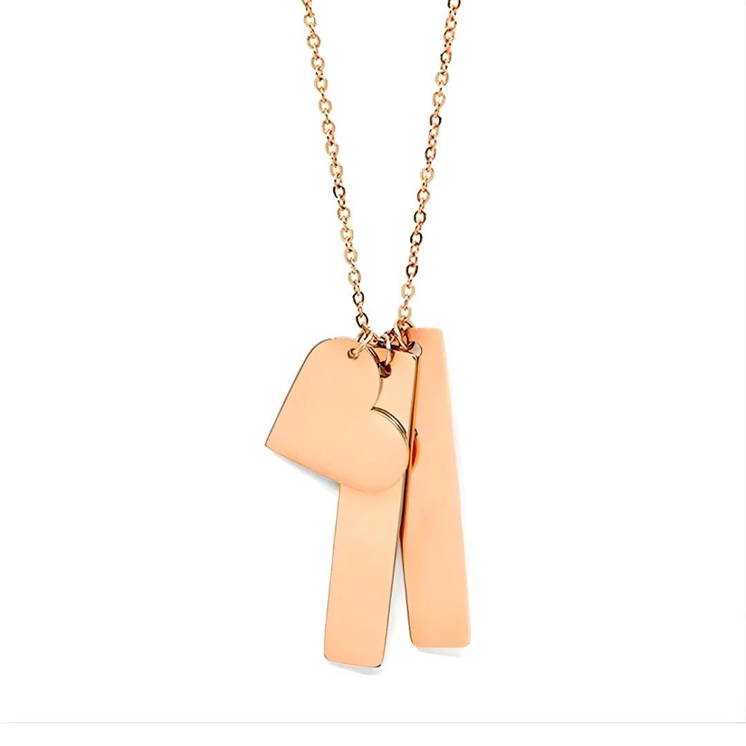 Rose gold Personalised Name & Date Necklace by For KeepSake.
